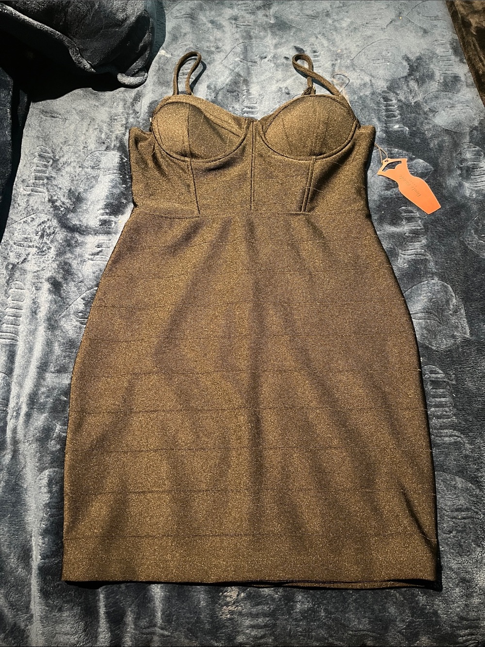 Haute Monde Bronze Shimmer Mini Bustier Dress